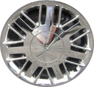 Ford Thunderbird 2002-2003 chrome 17x7.5 aluminum wheels or rims. Hollander part number ALY3469U85HH, OEM part number 1W6Z1007AA.