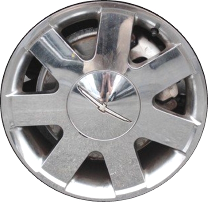 Ford Thunderbird 2002-2003 chrome 17x7.5 aluminum wheels or rims. Hollander part number ALY3470, OEM part number 1W6Z1007CA.