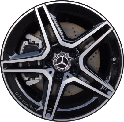 Mercedes-Benz CLA35 2020-2023 black machined 18x8 aluminum wheels or rims. Hollander part number ALY85835, OEM part number 11840102007X23.