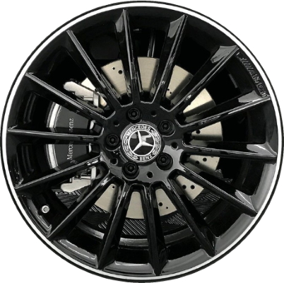 Mercedes-Benz CLA35 2020-2023 powder coat black w/ machined lip 19x8.5 aluminum wheels or rims. Hollander part number ALY85836B, OEM part number 11840103007X71.