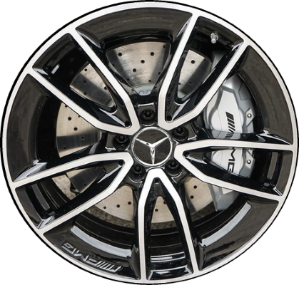 Mercedes-Benz CLA35 2020-2023 black machined 19x8.5 aluminum wheels or rims. Hollander part number ALY85838, OEM part number 11840104007X23.