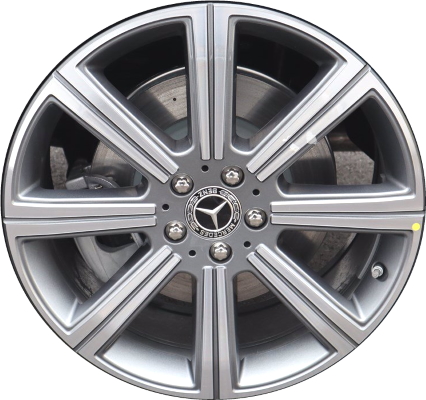 Mercedes-Benz GLS450 2020-2023 grey machined 20x8.5 aluminum wheels or rims. Hollander part number ALY85808, OEM part number 16740109007X21.