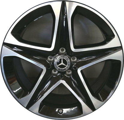Mercedes-Benz GLE350 2020-2023, GLE450 2020-2023 black machined 20x8.5 aluminum wheels or rims. Hollander part number 85756, OEM part number 16740122007X23.