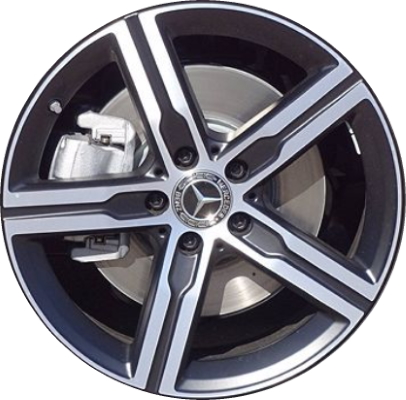 Mercedes-Benz CLA250 2020-2023 charcoal machined 18x7.5 aluminum wheels or rims. Hollander part number ALY85768, OEM part number 17740132007X36.