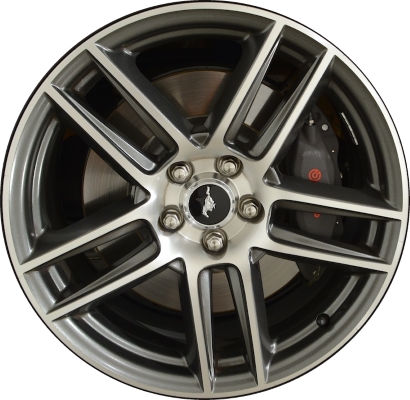 Ford Mustang 2012-2013 charcoal or black machined 19x9 aluminum wheels or rims. Hollander part number ALY3887U, OEM part number DR3Z1007A.