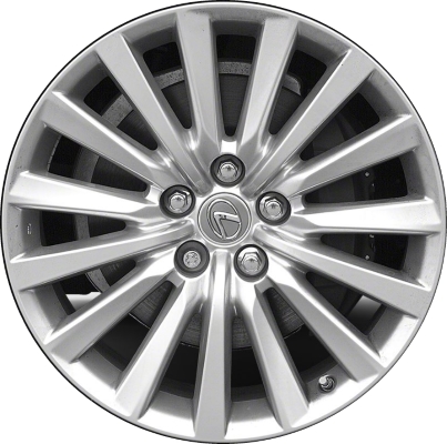 Lexus LS460 2013-2017 powder coat hyper silver 19x8 aluminum wheels or rims. Hollander part number ALY74285, OEM part number 4261A-50140, 4261A-50141, 4261A-50150, 4261A-50151.
