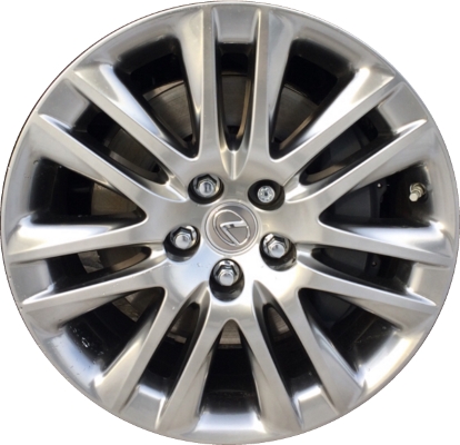 Lexus LS460 2013-2017, LS600HL 2013-2016 powder coat hyper silver 19x8 aluminum wheels or rims. Hollander part number 74284, OEM part number 4261A-50160, 4261A-50161, 4261A-50170, 4261A-50171.