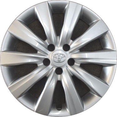 Toyota Corolla 2011-2013, Plastic 10 Spoke, Single Hubcap or Wheel Cover For 16 Inch Steel Wheels. Hollander Part Number H61159.