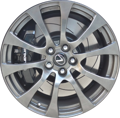 Lexus RC F 2015-2016 powder coat charcoal 19x9 aluminum wheels or rims. Hollander part number ALY74319, OEM part number 4261A-24060.