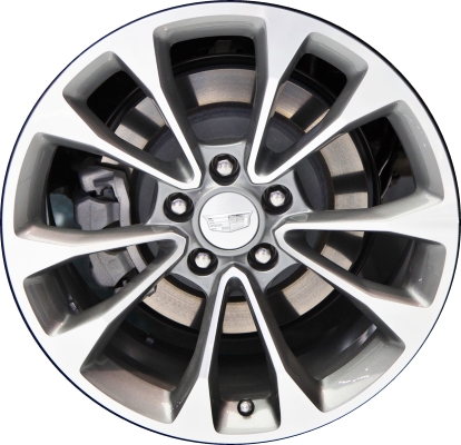 Cadillac ATS 2015-2019 grey machined 18x8 aluminum wheels or rims. Hollander part number ALY4731U10, OEM part number 23243331.