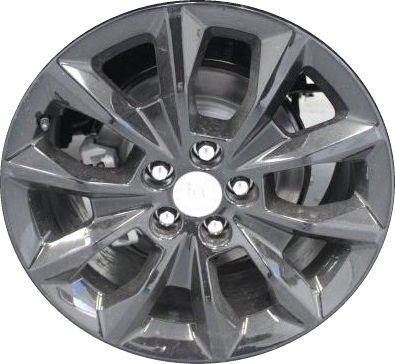 Cadillac CTS 2016-2019 powder coat black hyper 19x9 aluminum wheels or rims. Hollander part number ALY4750, OEM part number 23188195, 19302648.