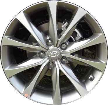 Hyundai Azera 2015-2017 grey machined 18x7.5 aluminum wheels or rims. Hollander part number ALY70868, OEM part number 529103V760.