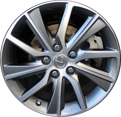 Lexus ES300h 2016-2018 dark grey machined 17x7 aluminum wheels or rims. Hollander part number ALY74333, OEM part number 42611-33B60.