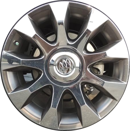 Buick Enclave 2016-2017 chrome clad w/ nickel accents 20x7.5 aluminum wheels or rims. Hollander part number ALY4146, OEM part number 84014143.