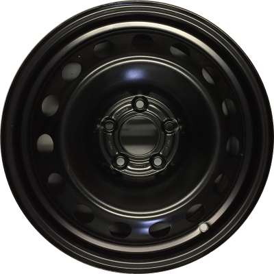Fiat 500X 2016-2019 powder coat black 16x6.5 steel wheels or rims. Hollander part number STL61675, OEM part number 68285210AA.