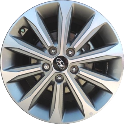Hyundai Sonata 2016-2017 grey machined 17x7 aluminum wheels or rims. Hollander part number ALY70887U, OEM part number 52910C3210, 52910C3200.