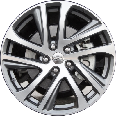 Infiniti QX50 2016-2017 grey machined 19x8 aluminum wheels or rims. Hollander part number ALY73779, OEM part number D0C003WU3A.