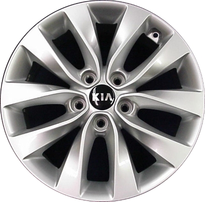KIA Optima 2016-2018 powder coat silver 17x7 aluminum wheels or rims. Hollander part number ALY74731U, OEM part number 52910D4330, 52910D5210.