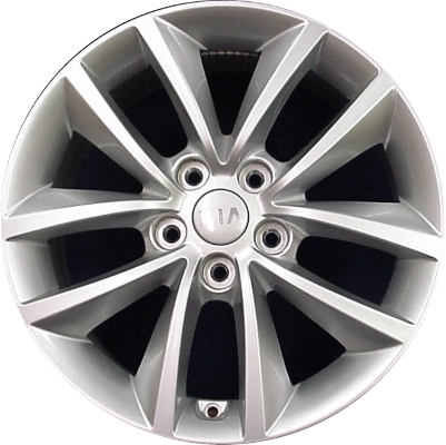 KIA Sorento 2016-2018 powder coat silver 17x7 aluminum wheels or rims. Hollander part number ALY74735U, OEM part number 52910C5110, 52910C5100.