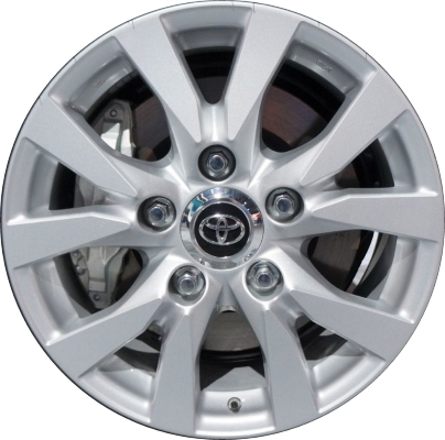 Toyota Land Cruiser 2016-2021 powder coat silver 18x8 aluminum wheels or rims. Hollander part number ALY75195, OEM part number 4261160C20, 4261160C21, 4261160C30.