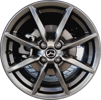 Mazda MX-5 Miata 2016-2023 powder coat hyper dark 17x7 aluminum wheels or rims. Hollander part number ALY64966U79, OEM part number 9965A07070.