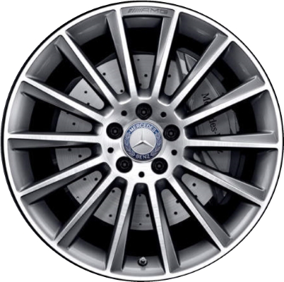 Mercedes-Benz C43 2017-2023, C450 2016 charcoal or black machined 19x7.5 aluminum wheels or rims. Hollander part number 85450U, OEM part number 205401540007X21, 205401540007X23.