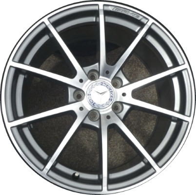 Mercedes-Benz C63 2015-2019 grey machined 18x8.5 aluminum wheels or rims. Hollander part number ALY85452, OEM part number 2054011500.