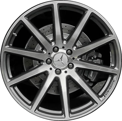 Mercedes-Benz GLE63 2016-2019 grey machined 21x10 aluminum wheels or rims. Hollander part number ALY85496, OEM part number 29240122007X21.