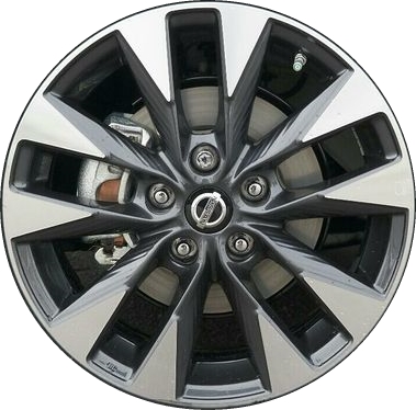 Nissan Sentra 2016-2019 charcoal machined 17x6.5 aluminum wheels or rims. Hollander part number ALY62730U35, OEM part number 403004FR9D, 403004FU3A.