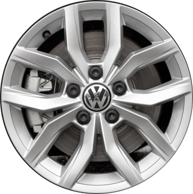 Volkswagen Passat 2016-2019 powder coat silver 16x6.5 aluminum wheels or rims. Hollander part number ALY69999, OEM part number 561601025L8Z8.