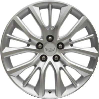 Cadillac ATS 2017-2019 powder coat hyper silver 19x8 aluminum wheels or rims. Hollander part number ALY4783U77, OEM part number 23345960.