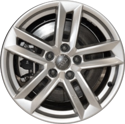 Audi A4 2017-2018 powder coat silver 17x7.5 aluminum wheels or rims. Hollander part number ALY59001, OEM part number 8W0601025E.