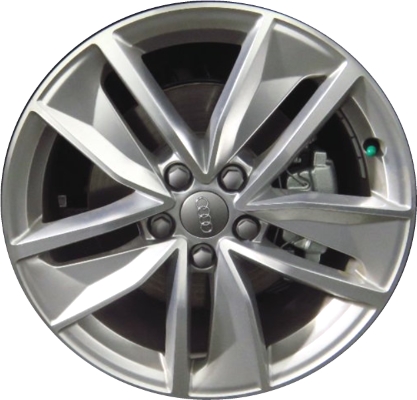 Audi Q3 2017-2018 powder coat silver 18x7 aluminum wheels or rims. Hollander part number ALY59018, OEM part number 8U0601025AN.