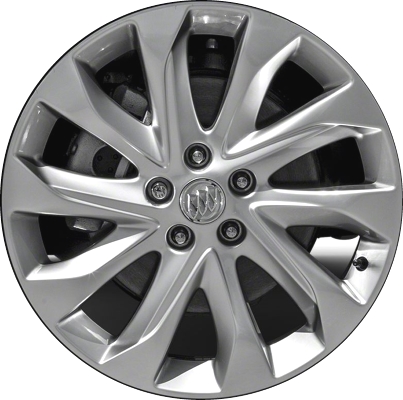 Buick Envision 2016-2018 powder coat silver 19x7.5 aluminum wheels or rims. Hollander part number ALY4144, OEM part number 23450554.