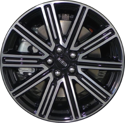 Lincoln Continental 2017-2020 black machined 19x8 aluminum wheels or rims. Hollander part number ALY10088, OEM part number GD9Z-1007-F.