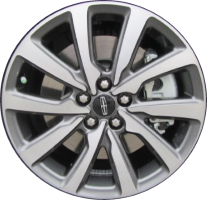 Lincoln Continental 2017-2020 grey machined 18x8 aluminum wheels or rims. Hollander part number ALY10087, OEM part number GD9Z1007A.
