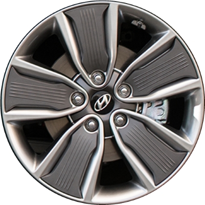 Hyundai Ioniq 2017-2019 powder coat hyper silver 17x7 aluminum wheels or rims. Hollander part number ALY70917U77, OEM part number 52905-G2300.