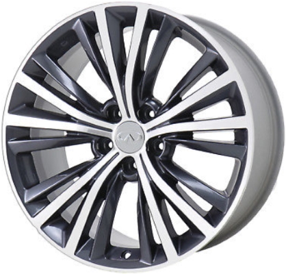 Infiniti Q60 2017-2022 charcoal machined 19x9 aluminum wheels or rims. Hollander part number ALY73793, OEM part number D0C005CA3A.