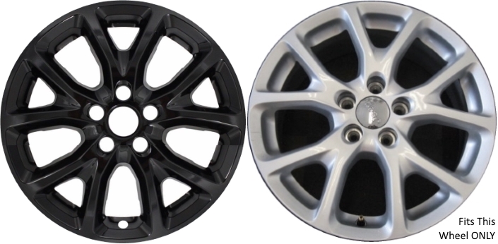 Jeep Cherokee 2014-2018 Black Painted, 5 Y-Spoke, Plastic Hubcaps, Wheel Covers, Wheel Skins, Imposters. ONLY Fits 17 Inch Alloy Wheel Pictured. Part Number IMP-382BLK/7913GB.
