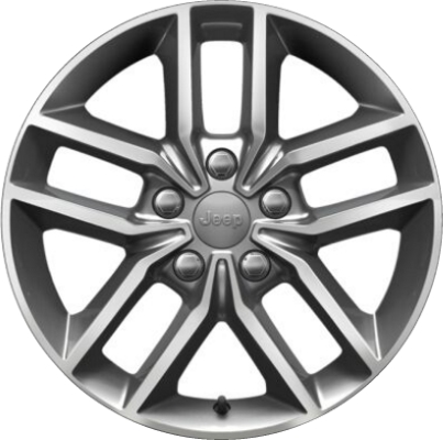 Jeep Grand Cherokee 2017-2021, Grand Cherokee WK 2022 grey machined 18x8 aluminum wheels or rims. Hollander part number 9164U90, OEM part number 5XK991STAA, 5XK991STAB, 4755529AA.