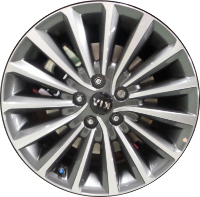 KIA Cadenza 2017-2019 charcoal machined 18x7.5 aluminum wheels or rims. Hollander part number ALY74755, OEM part number 52910F6210.