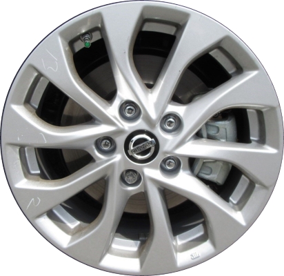 Nissan Sentra 2016-2019 powder coat silver 16x6.5 aluminum wheels or rims. Hollander part number ALY62756U20, OEM part number 403004FU1A, 403004FU1B.