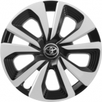 H61182 Toyota Prius Prime OEM Black/Silver Hubcap/Wheelcover 15 Inch #42602-472411