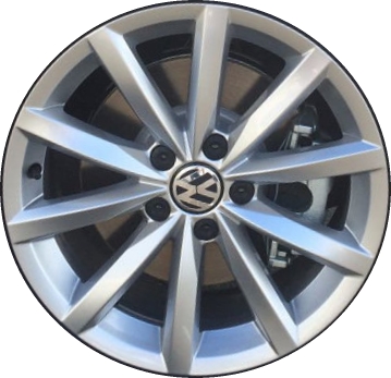 Volkswagen Tiguan 2017 powder coat silver 17x7 aluminum wheels or rims. Hollander part number ALY70009, OEM part number 5N0601025AN88Z.