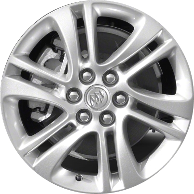 Buick Enclave 2018-2021 powder coat silver 18x7.5 aluminum wheels or rims. Hollander part number ALY5850, OEM part number 23165674.