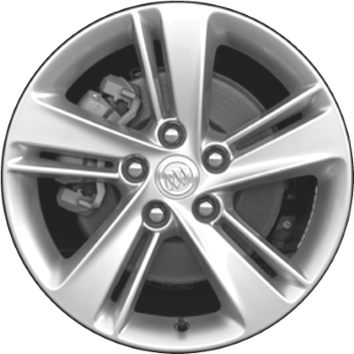 Buick Regal 2018-2020 powder coat silver 17x7.5 aluminum wheels or rims. Hollander part number ALY4810, OEM part number 13463429.