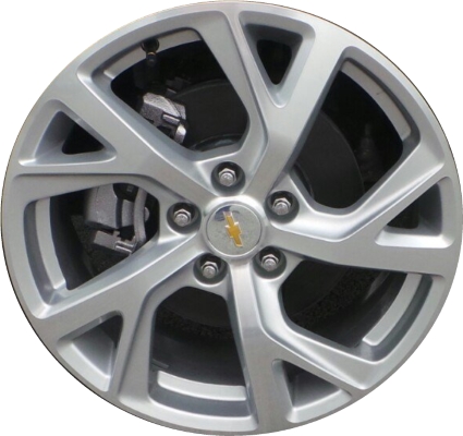 Chevrolet Equinox 2018-2021 silver machined 18x7 aluminum wheels or rims. Hollander part number ALY5830, OEM part number 22968935.