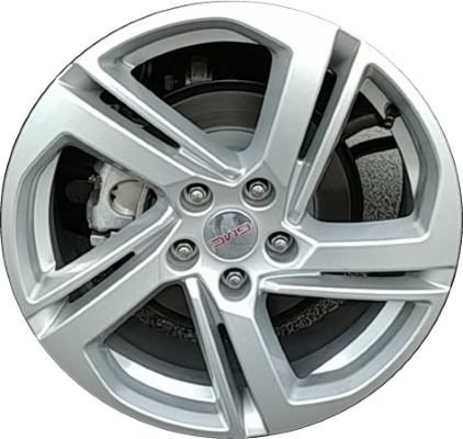GMC Terrain 2018-2020 powder coat silver 18x7 aluminum wheels or rims. Hollander part number ALY5834U20, OEM part number 22968931.