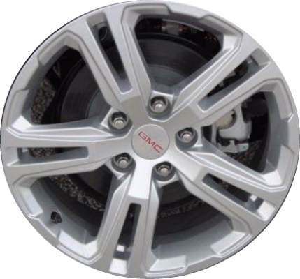 GMC Terrain 2018-2023 powder coat silver 17x7 aluminum wheels or rims. Hollander part number ALY5833A, OEM part number 84104197.