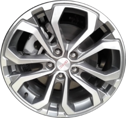 GMC Terrain 2018-2021 grey machined 19x7.5 aluminum wheels or rims. Hollander part number ALY5899U30.LC89, OEM part number 23418950.